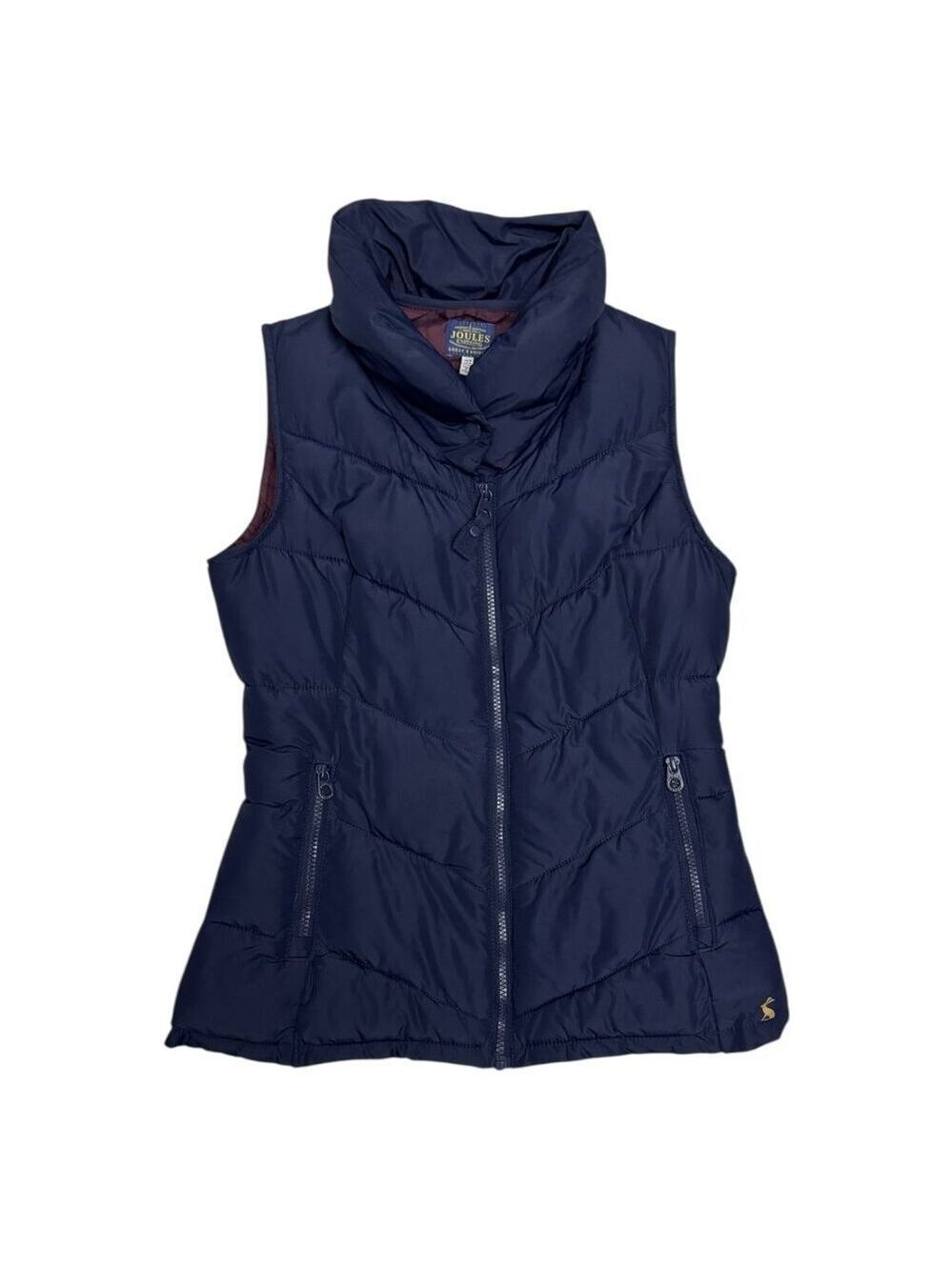 JOULES Luxury Designer Blue Equestrian Winter Puffer Vest Womens Size 4